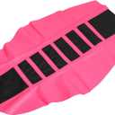 X AUTOHAUX Universal Motorcycle Pit Dirt Bike Faux Leather Soft Seat Cover Anti Slip Seat Cushion Pink Black 1Pc