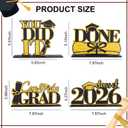 4 Pieces 2026 Graduation Party Decorations Wooden Class of 2026 Table Toppers,Photo Booth Props,Party Favor Supplies for High School/College Graduation (Black Gold)