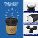 JOLLY CHEF 100 Count 10 oz Coffee Cups with Lids, Sleeves and Stirrers for Home, Office, Kitchen, Cafes, Disposable Hot Paper Cups for all Kinds of Beverages