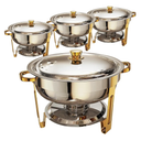 Chafing Dishes for Buffet 4 Pack, 6QT Round Chafing Dish Buffet Set Stainless Steel Buffet Food Warmers Sets for Catering Events Parties Dinners with Complete Set,Gold and Silver