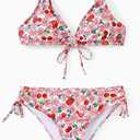 PATPAT Hawaiian Two Piece Bikini Sets Summer Beach Vacation Swimwear,  Floral Pink, L