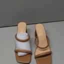Avidirk Women's Square Open Toe Heeled Sandals Two Strap Mules Slip On Block Chunky Mid Heels Sandals, Size 6