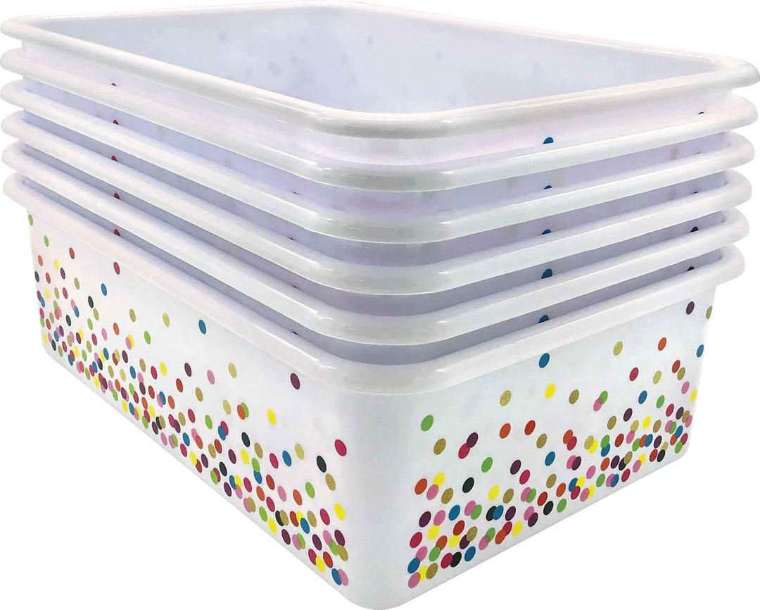 Teacher Created Resources Confetti Large Plastic Storage Bins - 6 pack (TCR32242)