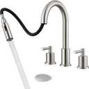 Bathroom Faucet 3 Hole - 8 Inch Widespread Bathroom Faucet with Sprayer, Brushed Nickel Sink Faucet Bathroom 2 Handles - Pull Down Vanity Faucets with Pop Up Drain and Supply Lines