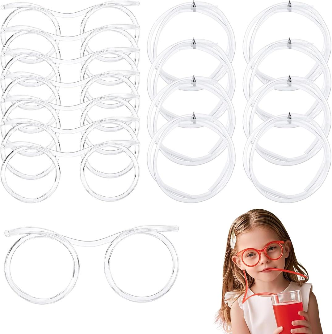 8 PCS Clear Silly Straw Glasses, Reusable Funny Glass Straws, Suitable for Humorous Party Gatherings, Birthday Parties, Classmates and Friends Get-Togethers