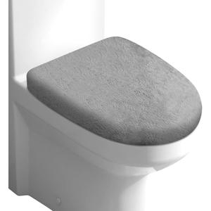 Microfiber Toilet Lid Cover, Soft Velvet Toilet Cover; Absorbent, Machine Washable, Comfortable, Durable Adjustable Toilet Seat Cover Fits Most Toilet Lids (Grey)