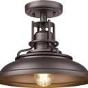 FEMILA 1-Light Semi Flush Mount Light Fixture, 12" Farmhouse Outdoor Ceiling Light for Hallway, Porch, Laundry, Foyer, Oil Rubbed Bronze Finish, 4FY15-F ORB