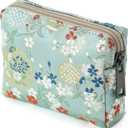 BBORGDC Floral Jacquard Makeup Bag for Women - Cute Portable Cosmetic Pouch, Toiletry Bag & Skincare Organizer with Zipper, Small Makeup Case for Travel Storage, Purses for Women Clearance