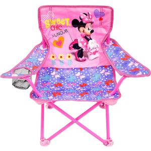 JAKKS Pacific Minnie Camp Chair for Kids, Portable Camping Fold N Go Chair with Carry Bag, Minnie - Bows, Medium