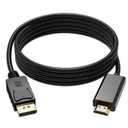 4K DisplayPort to HDMI Cable 6ft, One-Way Uni-Directional Transmission DP 1.2 to HDMI 1.4, Compatible with HP, ThinkPad, AMD, NVIDIA (DP to HDMI Only)