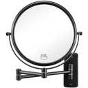 Wall Mounted Makeup Mirror - 1X/10X Magnifying Mirror for Wall, 8 Inch Double Sided 360° Swivel Extendable Bathroom Mirror for Shaving, Black
