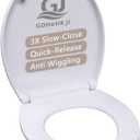 Round Toilet seat with Slow Close Hinges, Never Loosen and Easily Remove, easy cleaning, Plastic, White, Suitable for bathrooms and rental housing toilets.(16.54"L x 13.5"W)