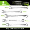 Der Erwachte Large Wrench Set with Rolling Pouch, Metric, 5-Piece, 23mm, 24mm, 26mm, 27mm, 30mm, 12 Point, Chrome Vanadium Steel