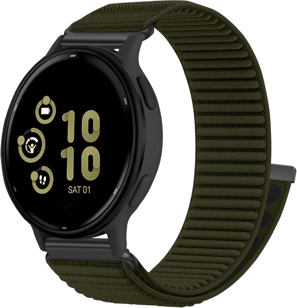 Hook Loop 20mm Watch Band Compatible With Garmin Vivoactive 6/Vivoactive 5/3/3 Music Watch Bands, Soft Nylon Breathable Sport Smartwatch Bands for Garmin Venu Sq 2/Forerunner 55/165/245/645 Strap
