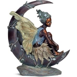 Napco Imports Crescent Moon Fairy Bronze Tone and Ivory 19.75 Inches Polyresin Figurine