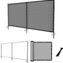 Outdoor Privacy Fence with Iron Poles Rails Dog Fence 6'x12' for Garden Patio Backyard Yard Temporary Safety Barrier Chicken Metal Fence with Spikes, Light Gray