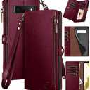 XcaseBar for Google Pixel 6A Wallet case with Zipper Credit Card Holder【RFID Blocking】, Flip Folio Book PU Leather Phone case Shockproof Cover Women Men for Google Pixel 6A case Wine Red