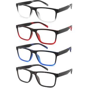 4 Pack 1.75 Reading Glasses Men Readers Computer Blue Light Blocking Fashion and Comfortable Spring Hinge Eyeglasses