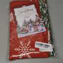 Softalker Christmas Tablecloth Rectangle 60x84 Inch, Winter Xmas Snowman Truck Red Table Cloth, Stain Resistant Farmhouse Table Cover for Holiday, Dinner, Party