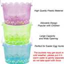 Zcaukya Easter Buckets for Egg Hunt, Set of 3 Clear Kids Easter Baskets with Handles, Empty Plastic Easter Pails for Easter Party Favors, Green, Blue, Purple