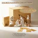 Storieme Christmas Nativity Set Indoor: 8-Piece 7.56 Inches Religious Resin Figurines Nativity Scene for Farmhouse Tabletop Decor Holiday Tradition