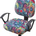 Smiry Stretch Printed Office Computer Chair Covers, Universal Washable Removable Desk Rotating Chair Slipcovers Protector, Seat + Backrest Cover - Blue Green