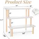 Eorbow 3-Tier Desk Succulent Stand, 14" Windowsill Plant Ladder Shelf, Wooden Multi Tiered Flower Pot Holder, Indoor Plants Display Rack, Desktop Storage Organizer for Cupcake Spices