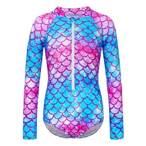 WhizBuzz Girls Swimsuits 3T Pink Blue Long Sleeve Rash Guard Bathing Suit
