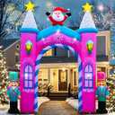 Christmas Inflatable Archway Outdoor Decoration  12FT Nutcracker Blow Up Arch with LED Lights, Featuring Santa Claus and Festive Christmas Soldiers for Yard, Entryway, or Holiday Party