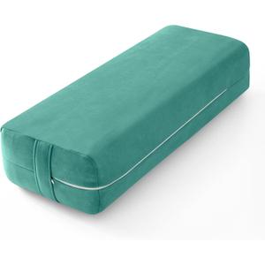 Wellsin Rectangular Yoga Bolster - Meditation Pillow with Washable Suede Cover, 27"X10" X5.5" (Green)