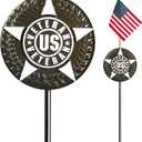 Anley American Veteran Grave Marker with US National Stick Flag 34 Inch Tall - Cemetery Memorial Graveside Plaque Flag Holder Gravemarkers for All American Military Veterans