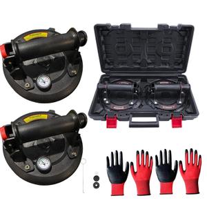 2 Pack 880 lbs Load 8" Double Thickness Glass Suction Cups to Lift Large Glass, Tile Suction Cup,Heavy Duty Suction Cup,Glass Lifting Suction Cups Glass Suction Cups(Pressure Gauge)