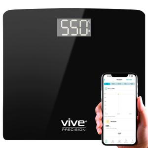 Vive Smart Body Weight Scale (550lbs Capacity) - Heavy Duty Bariatric Digital Scale for BMI - Plus Size, Large Display - Bathroom Device for Health Extra Wide Base & Smartphone Connectivity