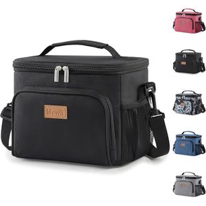Lifewit Reusable Insulated Lunch Bag for Men, Lunch Box Women, Portable Cooler Freezable Soft Lunchbox Leakproof with Adjustable Shoulder Strap for Adult for Work Picnic or Travel, Black 9L (Medium)