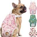 3 Pack Washable Female Dog Diapers Sanitary Pantie with Adjustable Suspender, Reusable Doggy Diapers Super Absorbent Leakproof for Dog in Heat(S, Animal)