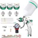 ENDOZER Professional HVLP Spray Gun Set Gravity Feed Air Spray Gun with 1.4, 1.7, 2.0mm Nozzles 20oz 600cc with Gauge for Auto Paint, Primer, Clear/Top Coat & Touch-Up (Not Suitable for Latex Paint)