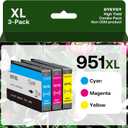951XL Ink Cartridges Compatible Replacement for HP 951XL Ink Cartridges Combo Pack High Yield use with OfficeJet Pro 8610 8600 8615 8620 8625 276dw 251dw (1 Cyan, 1 Magenta, 1 Yellow, 3 Pack)