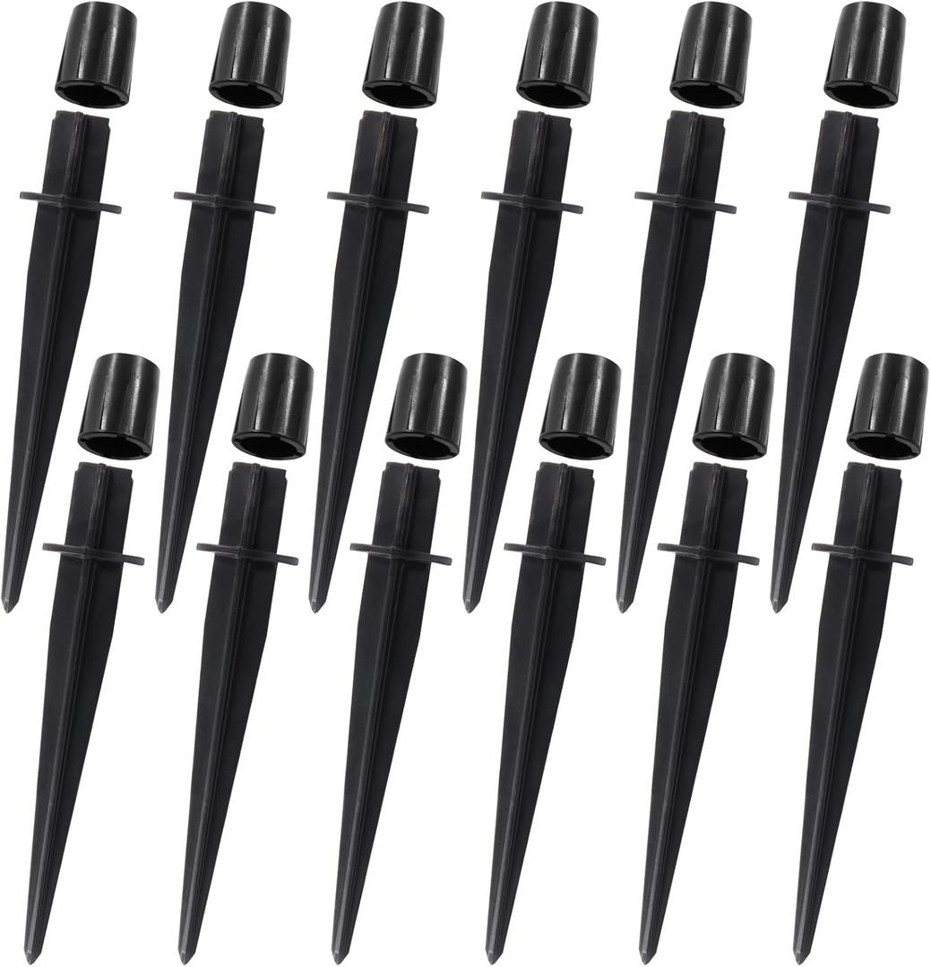 12 Pack Metal Replacement Spike Stakes for Solar Lights Outdoor - 0.78" x 5.3" Solar Light Stakes for Garden Lights Landscape Yard Pathway Patio Lamps Pole