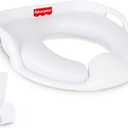 Fisher-Price Ready & Steady Potty Seat Deluxe Soft Padded Potty Ring with Handles, Splash Guard, and Storage Hook for Toddlers Potty Training, White