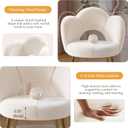 Vanity Chair with Gold Legs, Fluffy Makeup Chair for Bedroom, White