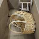 Handwoven Rattan Stroller Shaped Flower Basket on Wheels Vintage Wicker Planter for Fresh Flowers, Baby Gift, Wedding Decor, & Rustic Home Accent