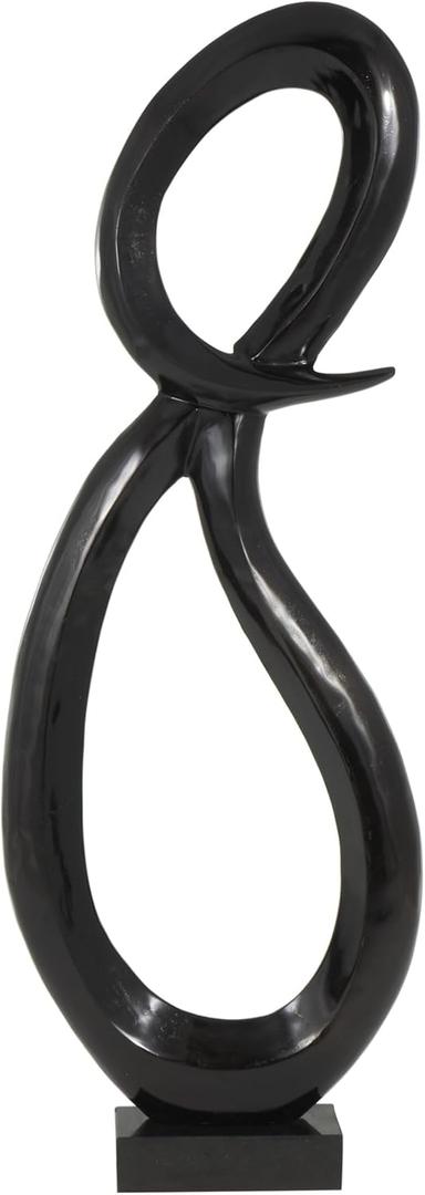 Deco 79 Aluminum Metal Abstract Decorative Sculpture Tall Looped Floor Home Decor Statue with Marble Base, Accent Figurine 22" x 5" x 62", Black