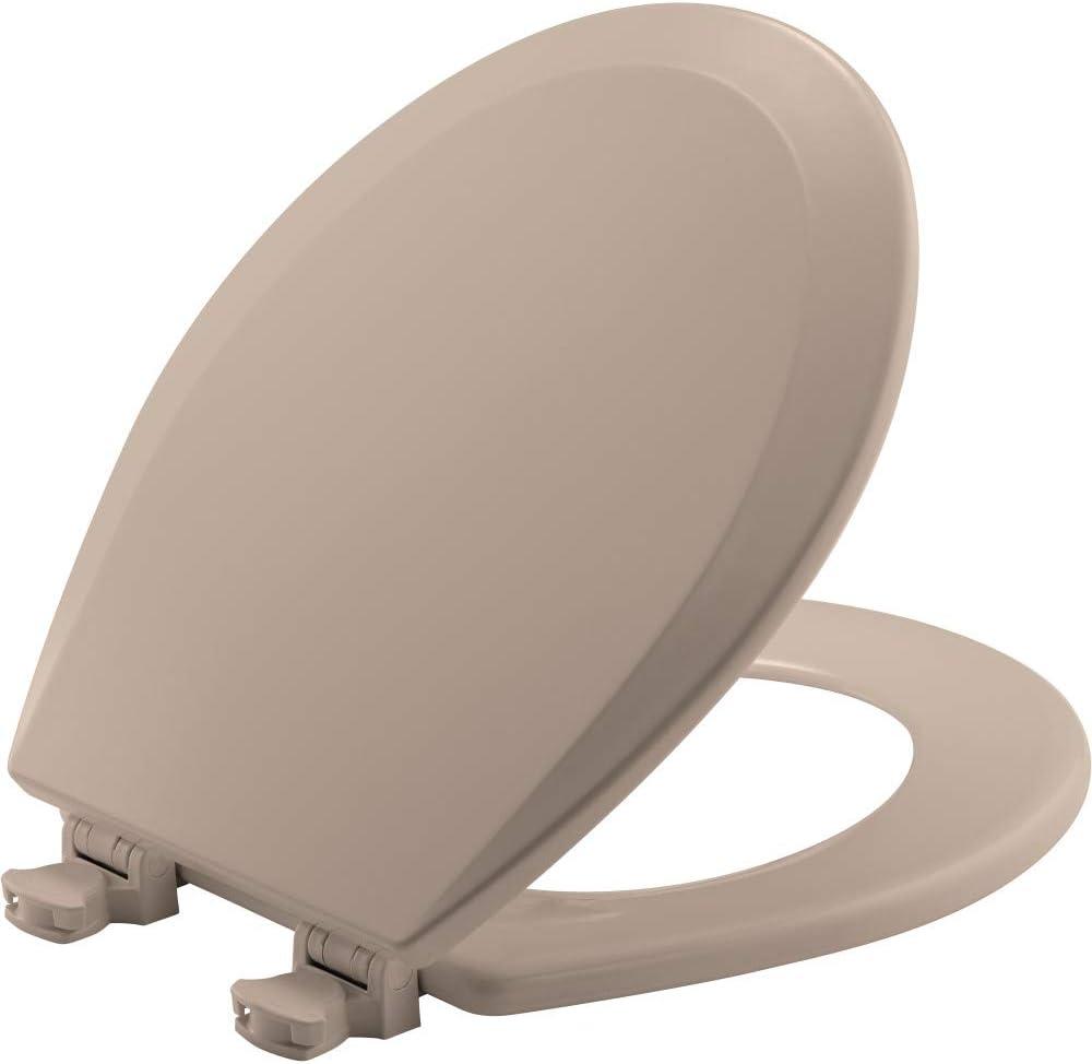 Bemis 500EC 068 Molded Wood Round Toilet Seat with Easy Clean and Change Hinge, 1 Pack, Fawn Beige