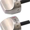 BQLZR Burner Control Dial Knob Range Oven Replacement, Stainless Steel Cooker Top Burner Control Knob,(Fits Models: C2S, CGS) Replacement for GE Replacement for Hotpoint D-Shaped Shaft Pack of 2