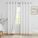 Full Blackout Window Curtains for Bedroom & Living Room - Noise Reducing, Thermal Insulated, Heavy Linen Texture, 8 Grommets, Cream White, 50" x 84", 2 Panels