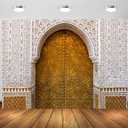 BELECO 8x6ft Fabric Palace of Morocco Backdrop Middle Eastern Style Architecture Moroccan Palace Door Background Moroccan Party Decorations Birthday Shoot Photo Studio Props (CHa14296)