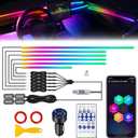 Dreamcolor Acrylic Interior Car LED Strip Light with USB/Type C/4-Port USB Cigarette Lighter,RGB 10 in 1 with 175 inches 650 LEDs Ambient Lighting Kits, Sound Active Function Neon Led Strips for Car