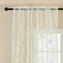 Lace Curtains 84 Inches Long 2 Panels Victorian Floral Sheer Curtains for Living Room Bedroom Rod Pocket Light Filtering Drapes Cream Vintage Window Curtains Decor, 52x84 Ivory