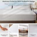PlushDeluxe Queen Mattress Protector, Breathable Soft Terry Cotton Fitted Sheet Bed Cover with Deep Stretchable Pockets, 100% Waterproof, Noiseless, Hypoallergenic, Dust Mite Proof, 60"x80"x15"