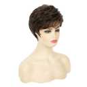 Short Brown Pixie Wig Synthetic Layered Cosplay Hair Full Wigs for White Women (Brown mixed Blonde)